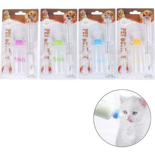 1Set Puppy Kitten Zuigbottle Set Pet Dog Cat Bady Nursing Water Milk Feeder With Cleaning Brush Freshman Cat Drink Bottle