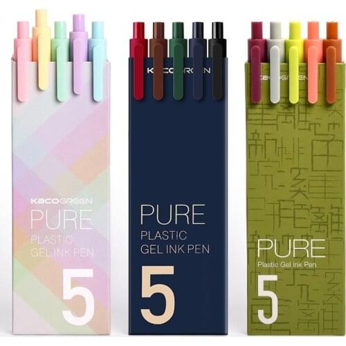 2021 New Retractable Gel Pens 0.5mm Fine Point Dark Red/green/blue/brown/ Black Retro Colored Pens for Journal 5pcs/box