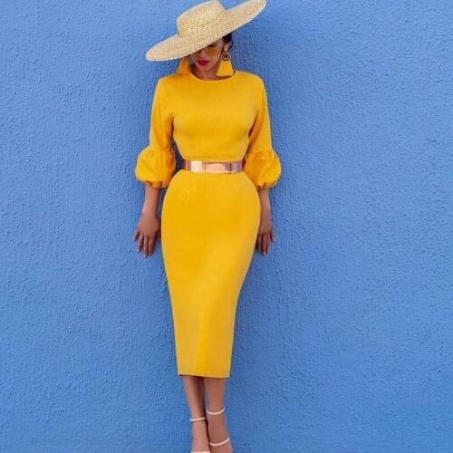 2021 Clothing New Fashion Popite WomenS Dress Lantern Sleeve High Waist And Hip Size Slim Casual Party Evening Skirt