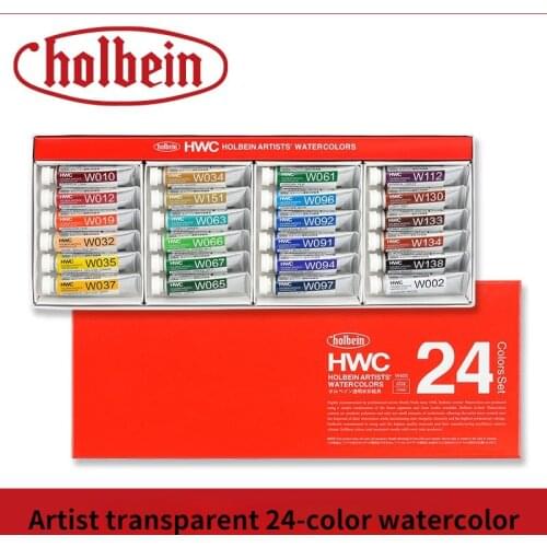 24 Colors W405 Holbein Artist Tubular Watercolor Paint 5ml Transparent Gouache Paint Set,Artist Grade Acuarela, Art Supplies