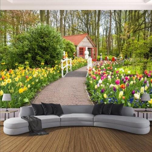 3D Wallpaper Beautiful Garden Path Landscape Photo Wall Murals Living Room Bedroom Home Decor Pastoral Background Wall Cloth 3 D