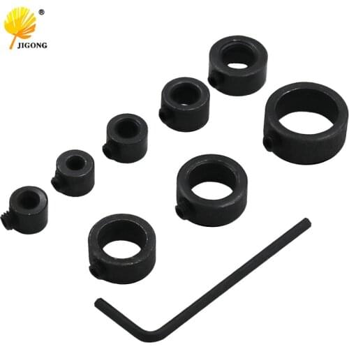 8pcs/set drill bit depth stop collars split ring set 3-16mm woodworking wood drills new+1pc wrench