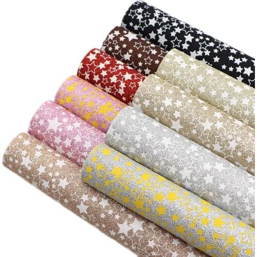 David accessories 20*33cm Star Ink Fine Glitter Faux Synthetic Leather Fabric,DIY Hairbow Bag Material,1Yc11405