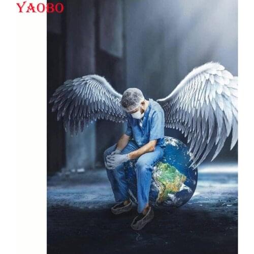 Full circular 5D diamond painting Angel Saves Life diamond embroidery set Earth cross stitch painting rhinestones icon