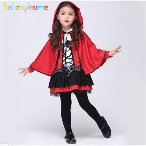 Babzapleume Brand Girls Childrens Set Red Devil Halloween Cosplay Costume Kid Dress Hooded Cloak Toddler Christmas Clothes Y007