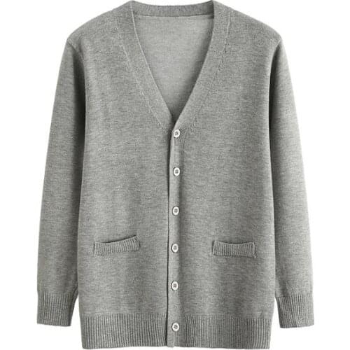 Unisex Women Men Spring Japanese JK High School Uniform Knitted Sweater Top Plus Size Full Sleeve Cardigan Outwear