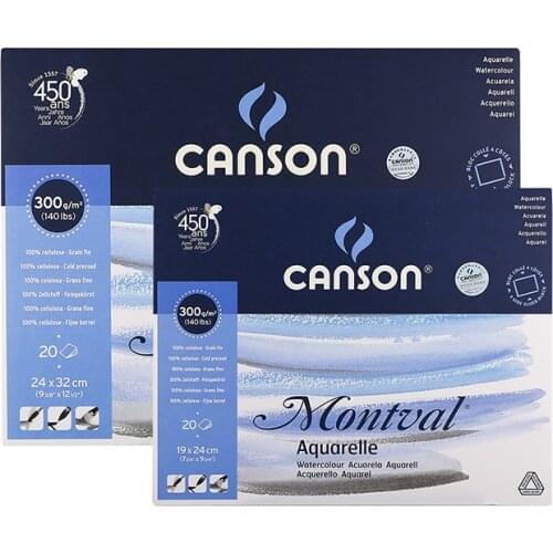 France Original Canson 300g/m2 Watercolor Paper Aquarelle Painting 8K/16K/32K 12 Sheets Paint Watercolour Book Pad Art Supplies
