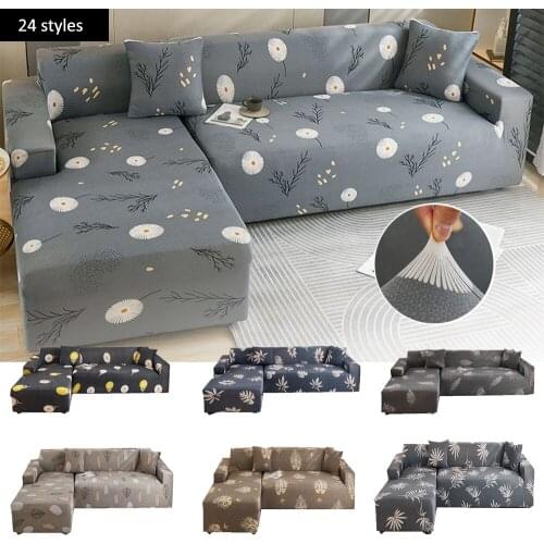 Dandelion Pattern L Shape 1 2 3 Seater Chaise Longue Sofa Covers for Living Room Elastic Stretch Covers Corner Sofa Protector