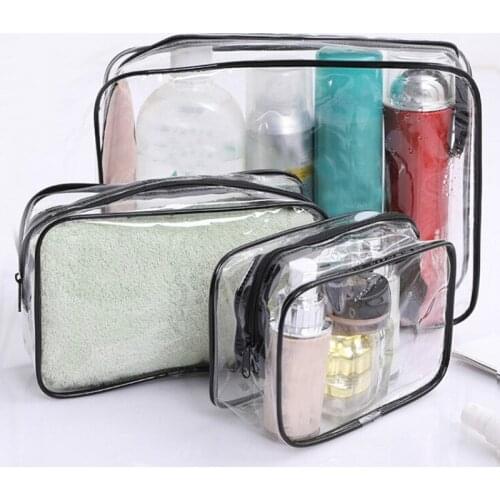 Travel Transparent Cosmetic Bag PVC Women Zipper Clear Makeup Bags Beauty Case Make Up Organizer Storage Bath Toiletry Wash Bag