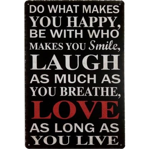 ERLOOD Love Laugh Live Vintage Funny Home Decor Tin Sign Retro Metal Bar Pub Poster 8 x 12