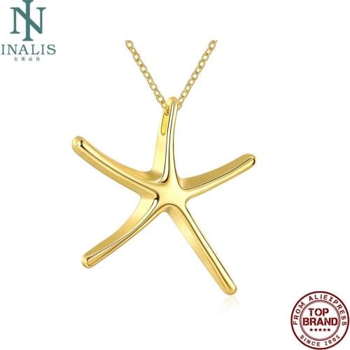 INALIS Golden Starfish Pendant Necklaces For Women Fashion Romantic Necklace Prom Valentines Day Jewelry Gift Trend Hot Sale