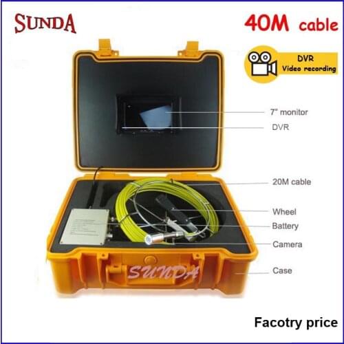 40M Sewer Video Recording Camera 7" LCD Screen Drain Pipe Inspection DVR 12 Led with Battery with engineering case ABS yellowbox
