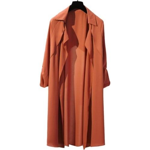 Large Size Womens Cardigan Coat 2020 Early Spring New Wear Loose Casual Wild Was Thin Windbreaker Coat Solid Color A657