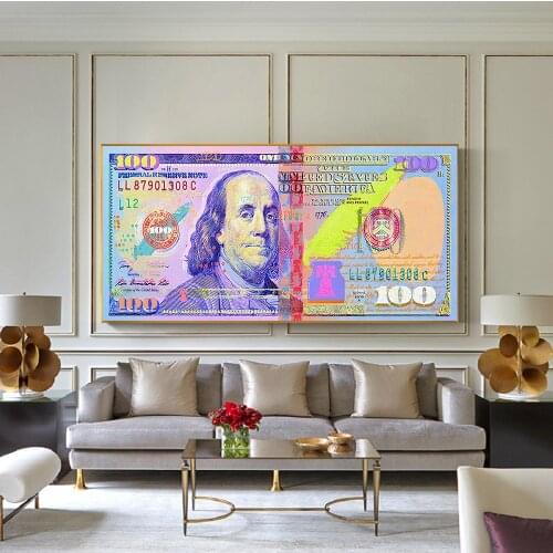 Colorful Dollar Bill Abstract Canvas Art Wall Painting Modern Graffiti Art Posters And Prints For Living Room Cuadros Decoration
