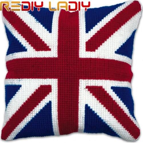 Cross Stitch Cushion London Style Chunky Yarn Cross-Stitch Kits Needlework Pre-Printed Canvas Pillow Home Decor Art & Crafts