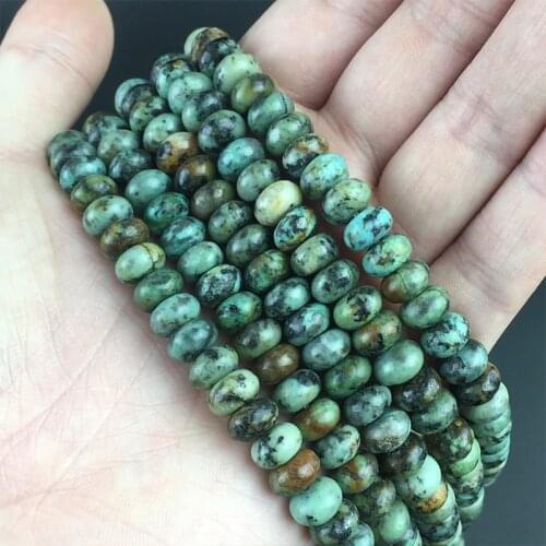 5*8 Natural African Turquoises Round Stone Abacus Rondelle Loose Spacer Beads For Jewelry Making Bracelet Accessories 15"4/6/8mm