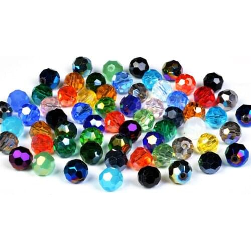 Football Faceted Austrian Crystal Beads 4 6 8 MM High Quality Round Sphere Glass Loose Beads for DIY Jewelry Bracelet Making