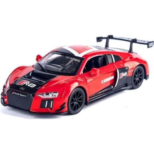 1:32 Scale Diecast Licensed Collection Model Metal Alloy Racing Car For Audi R8 LMS Pull Back Sound&Light Toys Vehicle