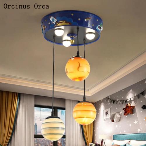 Cartoon lovely star chandelier Boy Girl Bedroom childrens room lamp creative fantasy universe led Venus Chandelier