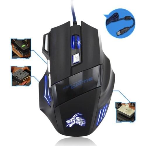Wired Mouse LED Colorful Light Mouse Ergonomically 7 Buttons 5500DPI USB Rechargeable Professional Gaming Mice For PC Laptop