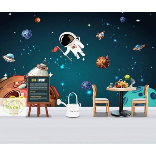 Bacal 3D Wallpaper Space Universe Kids Room Starry Sky Planet Wallpaper murals Stereo Cartoon Mural Papel De Parede 5D Fresco