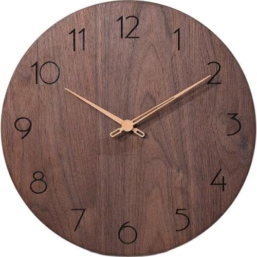Black Walnut Solid Wood Wall Clock Modern Large Living Room Bedroom Creativity Vintage Home Decor Kitchen Reloj klok Room SC128