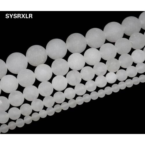 Natural Stones White jades Matte Polished Round Loose Beads 4 6 8 10 12 MM For DIY Jewelry Making Bracelet Necklace Accessories