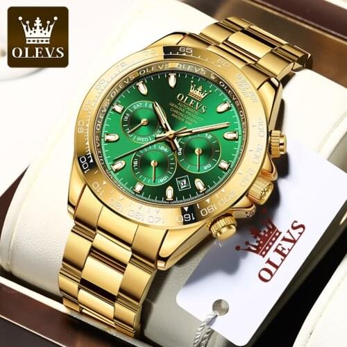 New OLEVS Gold Mens Watch Top Brand Luxury Stainless Steel Mechanical Watch Mens Waterproof Classic Watch Relogio Masculino