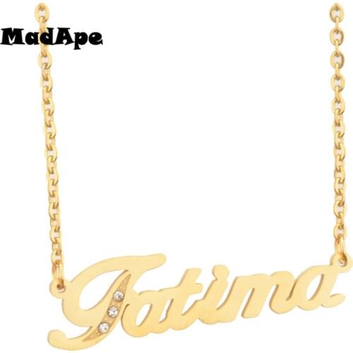MadApe "Fatima" Name Pendant Chain Custom Stainless Steel Name Necklace,Custom Jewelry,Customized Any Personalized Name Necklace