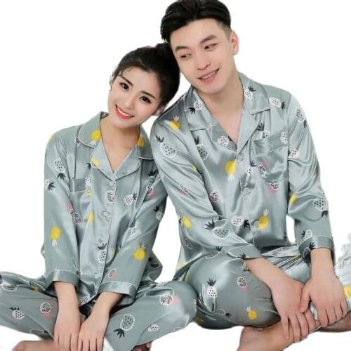 Couple pajamas women spring summer and autumn thin men loose and comfortable twopiece suit large size lady fashion home service