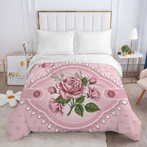 Duvet cover Quilt/Blanket/Comfortable Case Luxury Bedding 140x200 150x200 240x220 240x260 for Home 3D Print Flowers Pink