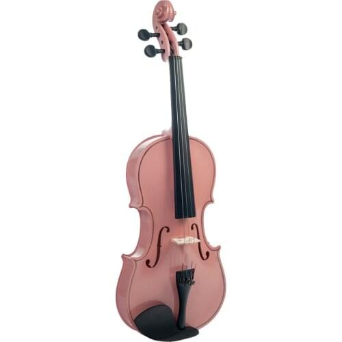 Solidwood Full Size Violin with Storage Bag Perform Bow Rosin Set Musical Instrument Gift - Pink