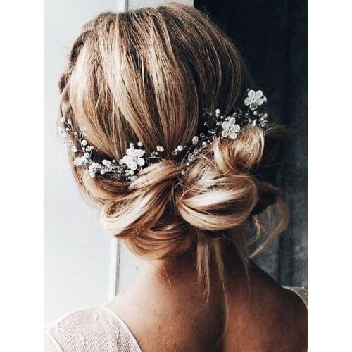 Silver rose gold Wedding Headband Crystal Rhinestone Flower Headpieces bride headdress Bridal hair accessories ornaments