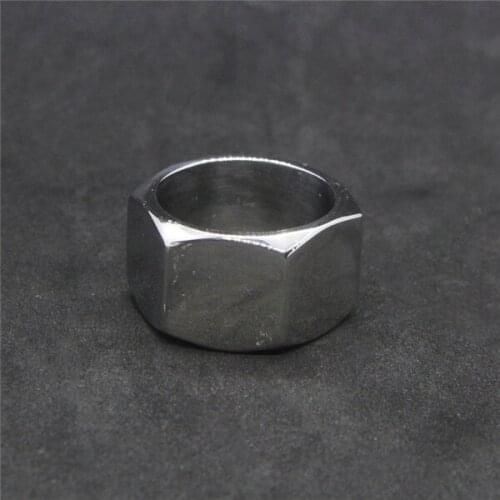 Drop Ship Size 7~12 Cool Screw Nut Biker Ring 316L Stainless Steel Jewelry Fashion Polishing Biker Hexagon Ring