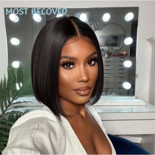 Straight Bob Human Hair Wigs 4X4X1 Lace Closure Bob Wigs T Part Straight Short Bob Wig Malaysian Lace Frontal Blunt Cut Hair Wig