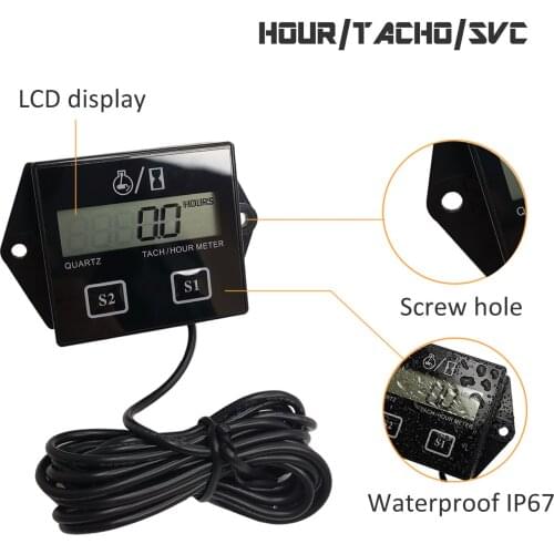 2020 Digital LCD Display Device For Motorcycle Motor Speed Timer Motorboat Engine Electronic Tachometer Hour Meter For Boat Car