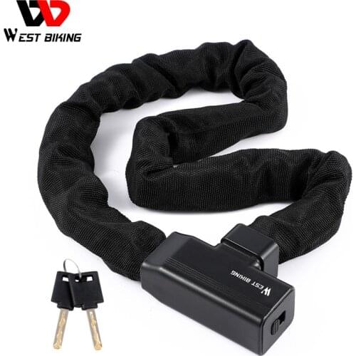 WEST BIKING Bicycle Lock Safety Anti-theft MTB Road Bike Chain Lock with 2 Keys Scooter Electric E-Bike Cycling Accessories