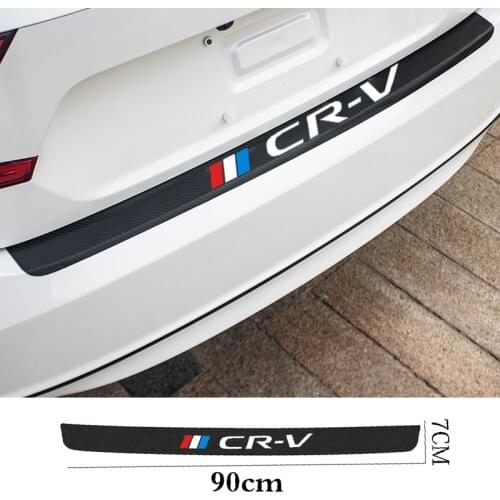 For Honda CR-V CRV 2017 2018 2019 2020 Trunk Plate Tail Trim Protective Carbon Fiber Leather Car Rear Bumper Protection Sticker