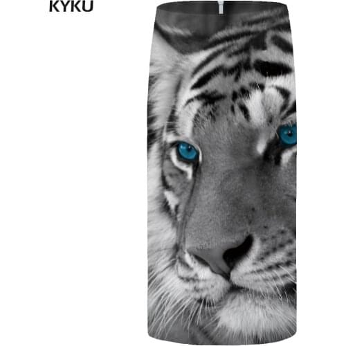 KYKU Brand Tiger Skirts Women Gothic Print Skirt Animal Elegant Gray Office Ladies Skirts Womens Floral Anime Fashion New