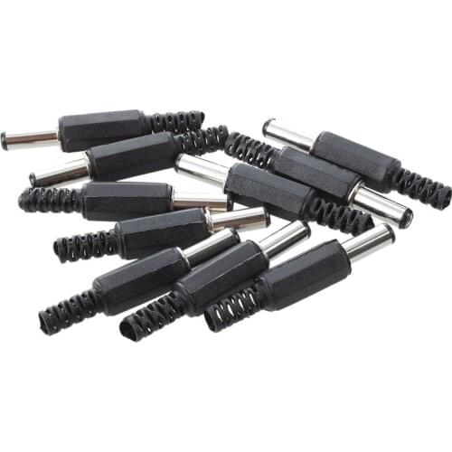 10 x Black Plastic Cover 2.1x5.5mm Male DC Power Plug Jack Connector