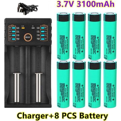 100% Original NCR18650A 3100mAh 3.7V 18650 Rechargeable Lithium li-ion Battery For Flashlight Laptop Batteries + charger