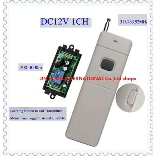 12v DC RF Wireless Remote Control Switch 1CH 10A Relay Light Lamp LED Power Remote Switch Door Access Controller RX TX 200-3000m