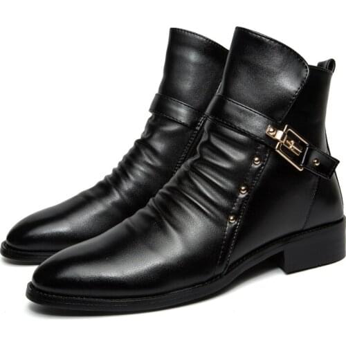 2019 Martin Boots Wild Boots In The High-top Leather Shoes Pointed Inside Increased Leather Boots Tide Men Leather Shoes Ectic
