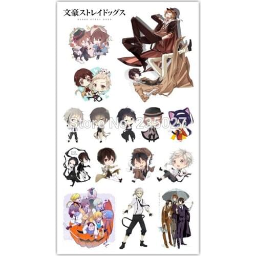 30 Sheets/Lot Anime Bungou Stray Dogs Tattoo Stickers Children Tattoos Paper for Kids Body Arm Sticker