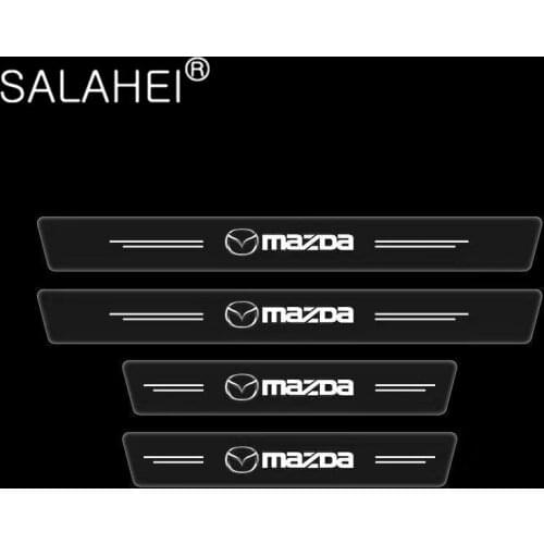 4PCS Transparent Car Threshold Sill Plate Sticker For Mazda 3 Axela 2 Speed 6 Atenza MX5 323 CX5 CX30 CX3 CX7 CX9 RX8 RX7 626
