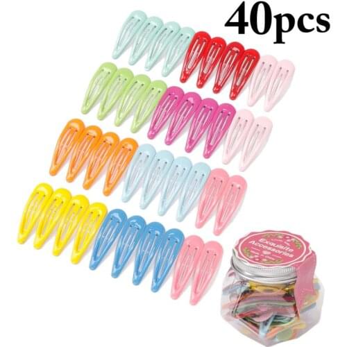40pcs Hair Accessories Candy Printing Snap Hair Clip Girls Kids Hair Barrette Solid Color Hairpins Barrettes Styling Headdress