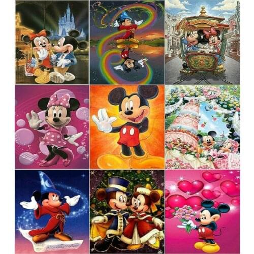 5D Diy Diamond Painting Cross Stitch Disney Cartoon Mickey Mouse Diamond Embroidery Square Diamond Mosaic Pictures Needlework