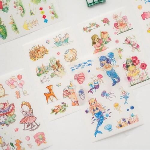 6pcs/pack Multi Color Stickers Set Decorative Stationery Stickers Scrapbooking DIY Diary Album Stick Label