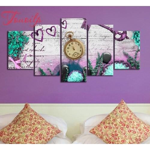5D DIY Diamond embroidery home Flowers clock 5d diy diamond painting Cross Stitch home Sweet Home Multi-picture home decoration