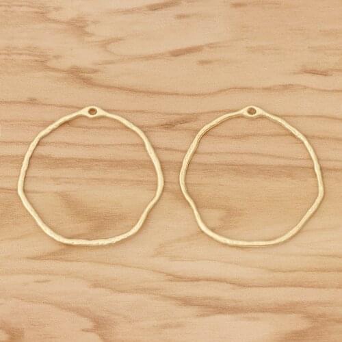 10 Pieces Gold Tone Hollow Geometric Irregular Circle Charms Pendants for DIY Earrings Jewellery Making 43x43mm